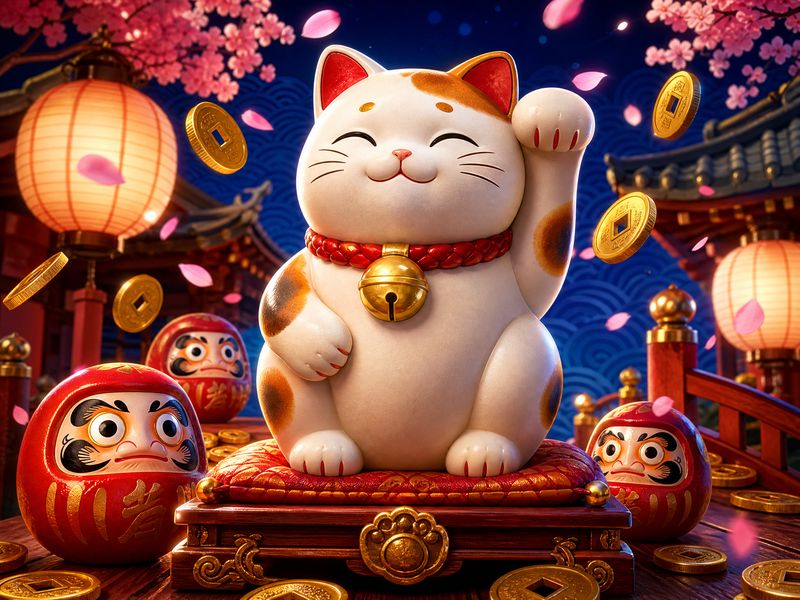 Ilustrasi tema permainan Lucky Neko dari PG Soft