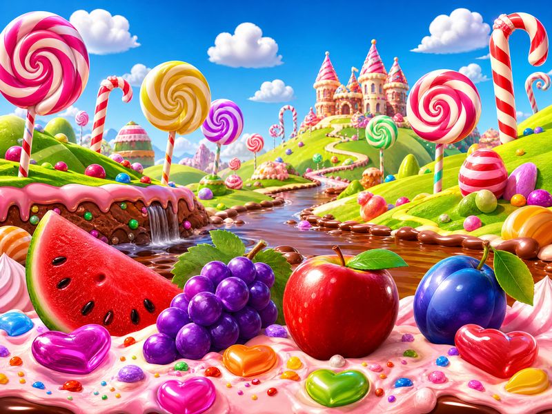 Ilustrasi tema permainan Sweet Bonanza dari Pragmatic Play